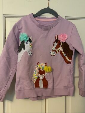 Girls' Lavender Horse Applique Sweatshirt